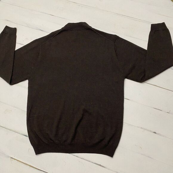 Pronto Uomo Men's Brown Sweater Size Large 100% Merino Wool Long Sleeve - Picture 2 of 11